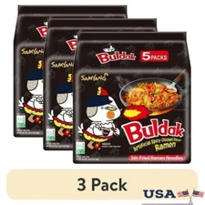 Spicy Hot Chicken Flavor Instant Ramen Noodles 3 Pack 5 Count Stir Fried Tasty