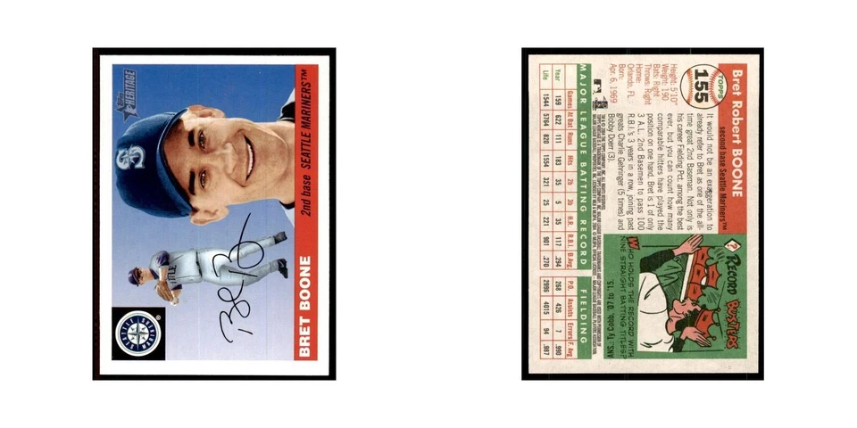 2004 Topps Heritage Bret Boone Mariners #155 - Image 3 of 3