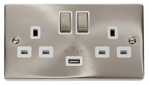 Click Deco Satin Chrome White Insert Socket & Switches Range - Picture 6 of 44
