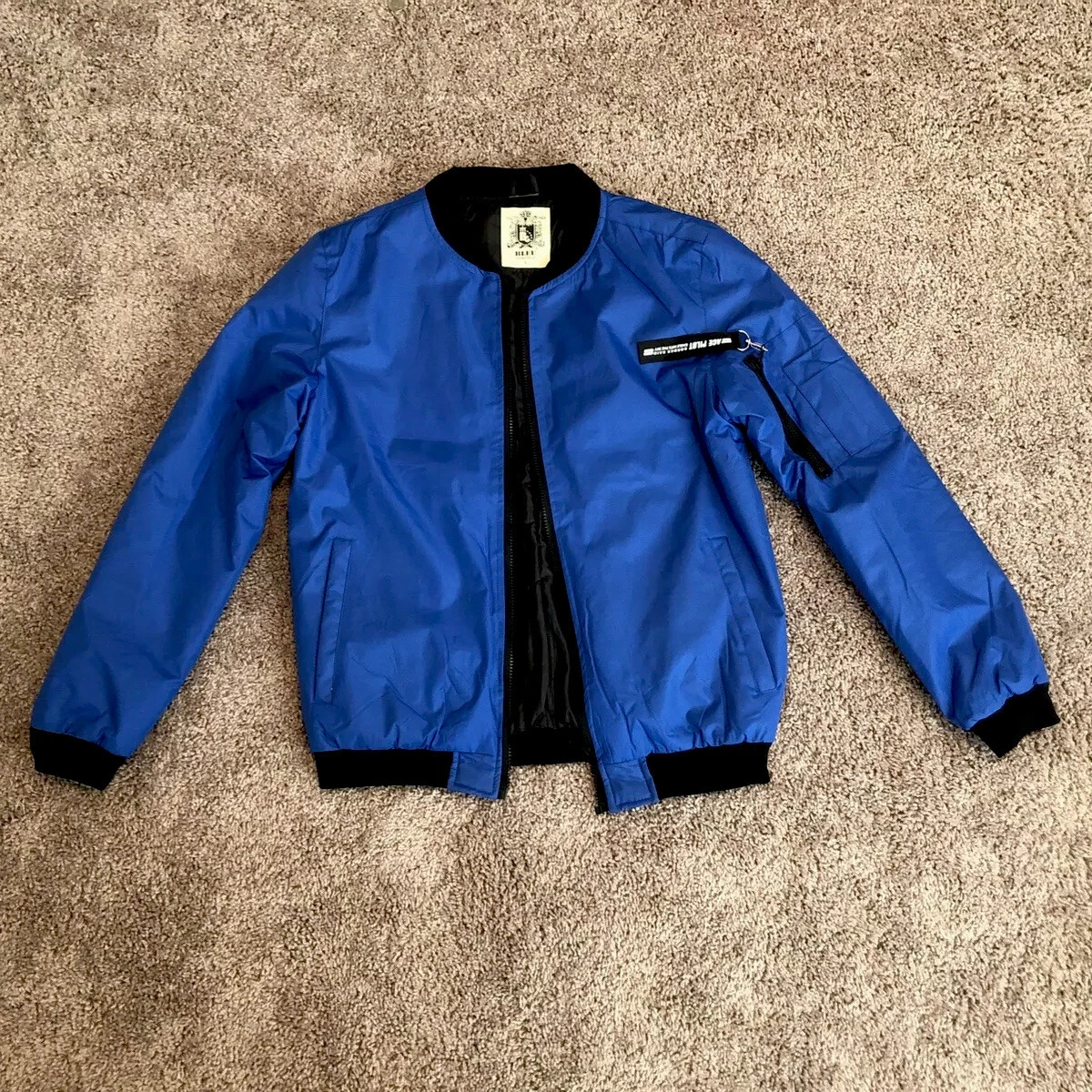 Bleu grandeur Windbreaker Bomber jacket (size Large Slim Fit)
