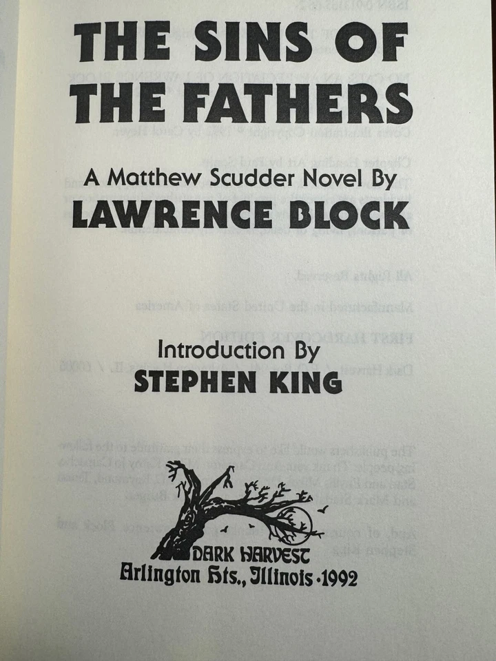 Sins Of The Fathers STEPHEN KING & LAWRENCE BLOCK SIGNED Slipcased Limited 1/400 Foto 4 de 4