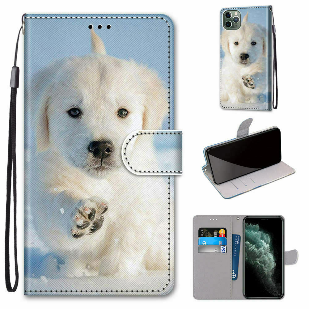 Fertuo Cover iPhone 11 Pro Max, Custodia Portafoglio a Libro in Pelle Flip Cover con Porta Carte, Chiusura Magnetica [Gatto Cane] Case Antiurto per Apple iPhone 11 Pro Max, Oro Rosa