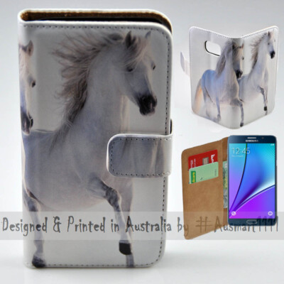 For Samsung Galaxy Note Series - Two White Horses Print Mobile Phone Case Cover