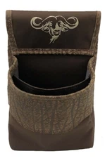 Genuine BUFFALO & NYLON SHOTGUN SHELL SPORTING CLAY POUCH w/Embroidered Buffalo