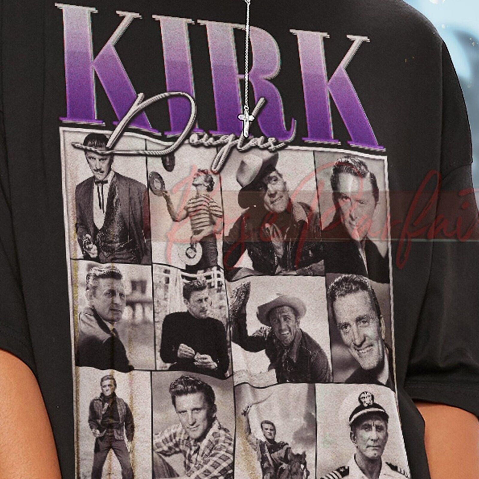 KIRK DOUGLAS Retro T-shirt - Kirk Douglas Bootleg Tees, Kirk Douglas Long Sleeve