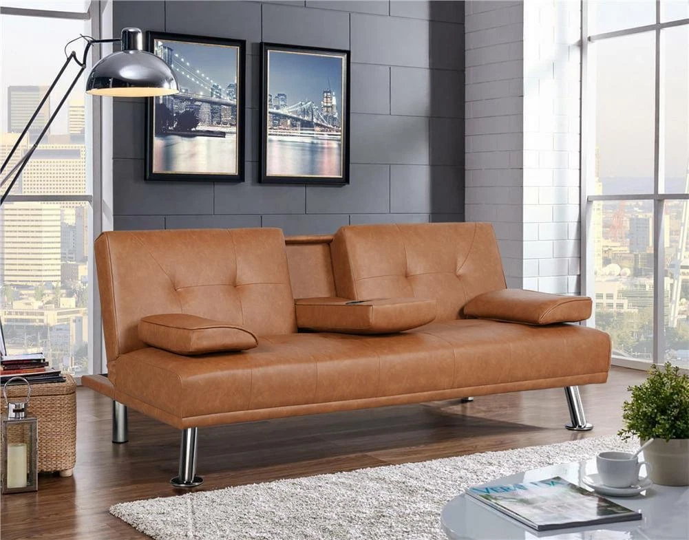 tablero Emperador Humedal LuxuryGoods Modern Faux Leather Futon with Cupholders and Pillows Easy Assembly | eBay tablero Emperador Humedal LuxuryGoods Modern Faux Leather Futon with Cupholders and Pillows Easy Assembly | eBay