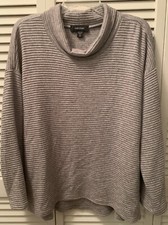 Karen Kane On The Town Medium & Light Gray Sweater Turtleneck High Low Hem Sz 1X