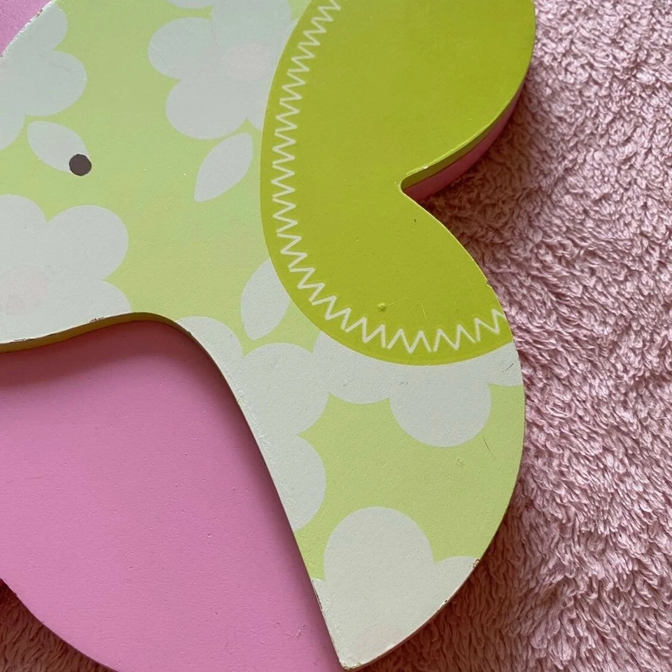 Kidsline Verde Rosa Elefante Pájaro Flor Mdf Tablero Guardería Bebé Decoración de Pared Foto 4 de 4