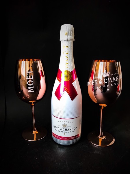 Moet Chandon Ice Imperial Rose Champagner 0,75L 12% Vol + 2 Glas GläSer Kupfer-image