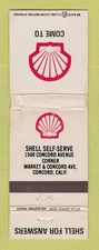 Matchbook Cover - Shell oil gas Concord CA WORN