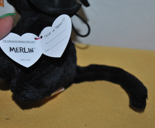 TY Halloweenie Gorros Colección Merlín Gato Negro BRUJA Mini 4"H 2004 COMO NUEVO - Imagen 3 de 4