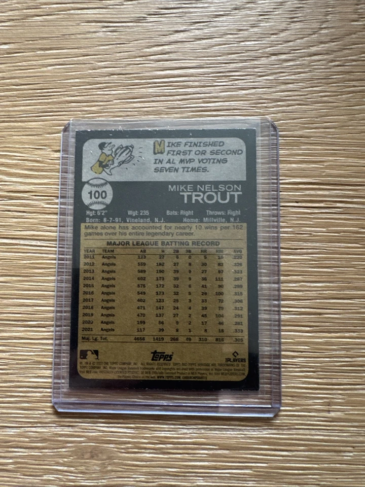 2022 Topps Heritage #100 Mike Trout - Image 2 of 2