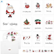 20 Pack Christmas Cards with Envelopes & Stickers, 4 x 4 x 6 inch, Multicolor 