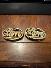 Vintage Solid Brass Larry Name Belt Buckles Set of 2 Western Cowboy 4045