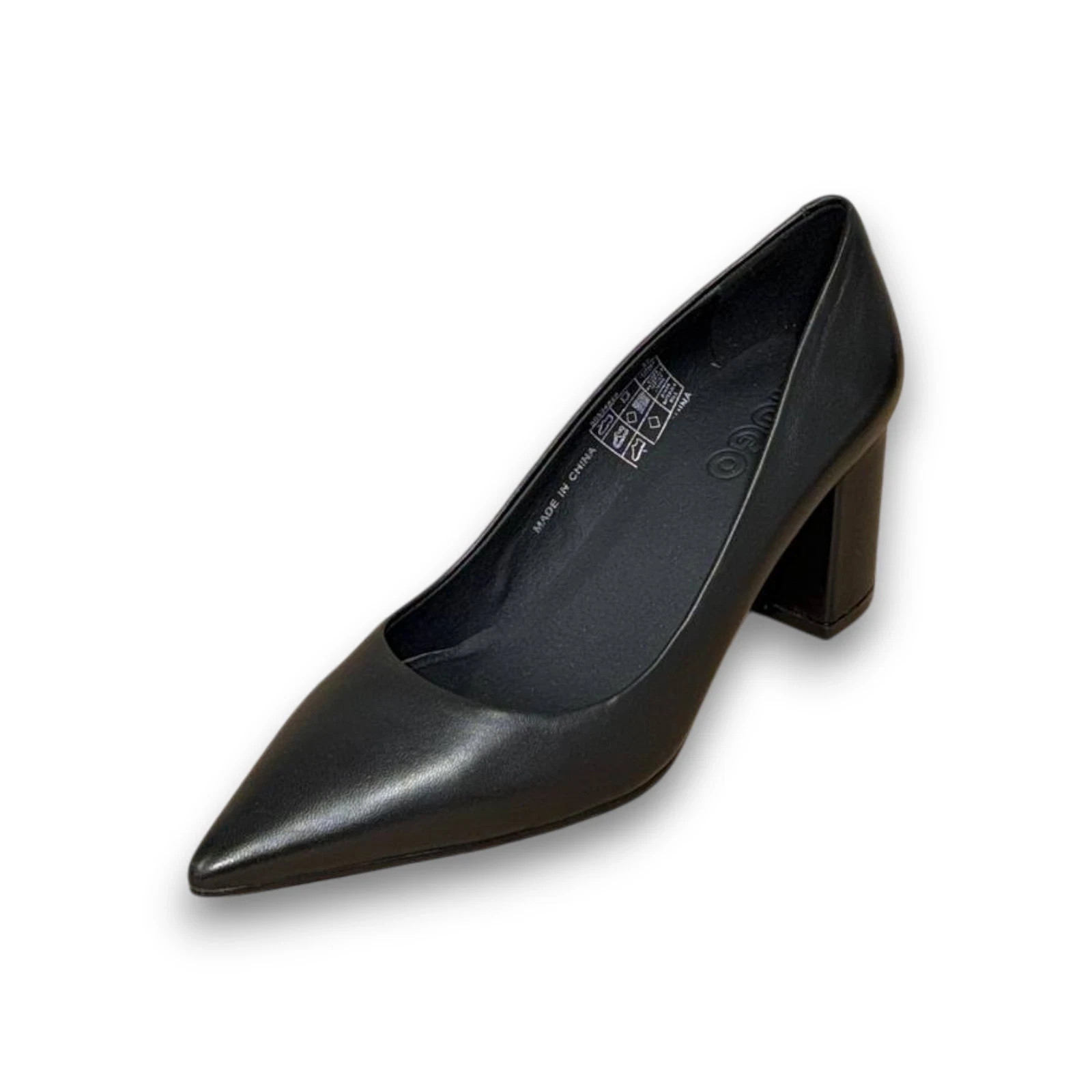 HUGO Devany Pump Womens Black Leather Block Heels US 7 EU 37 MSRP 364 26390₽