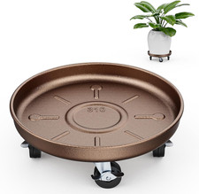 Plant Caddy With Wheels 12" Metal Plant Saucers for Indoors 310 Lb Capacity