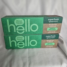 Lot of 2 Hello SuperFresh Spearmint Fluoride Free Toothpaste 5 oz New