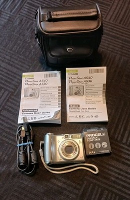 Canon PowerShot A540 Silver 6.0MP Digital Camera 6MP 4x Zoom Tested Working
