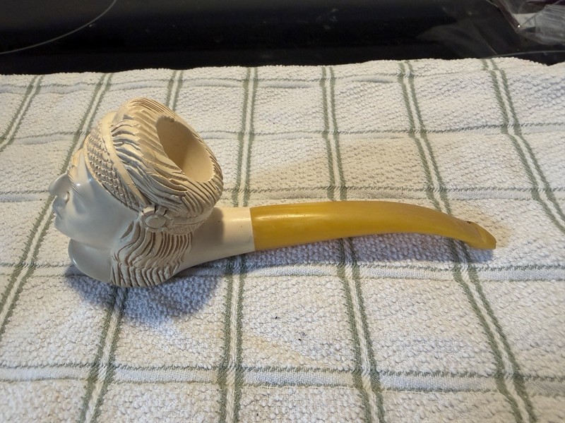 Indian Chief Figure Pipe  Block Meerschaum-handmade