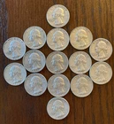 Fifteen (15) 1964 Washington Quarters - 90% Silver - Low cost shipping