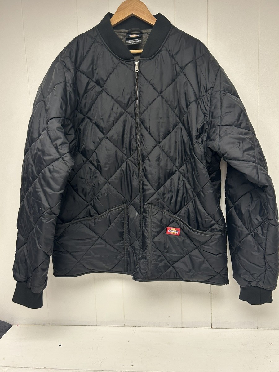 Vintage Dickies Workwear Jacket XLT 90s Quilted Black Coat Jacket