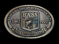TA09124 VINTAGE 1992 BASS ANGLERS SPORTSMAN SOCIETY FISHING BELT BUCKLE