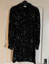 Ganni women's mini dress size 34 floral dress long sleeve *very good* Black