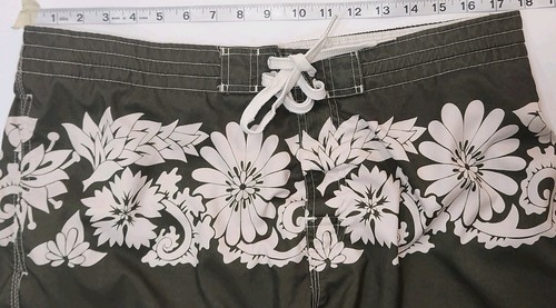 Speedo Board Shorts Mens Large Lrg Dark Green Floral Swim Trunks Mesh Liner L - Picture 3 of 6