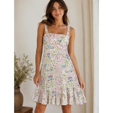 Vintage Karin Stevens True Y2K Romantic Paisley Cotton Smocked Midi Dress Size 8