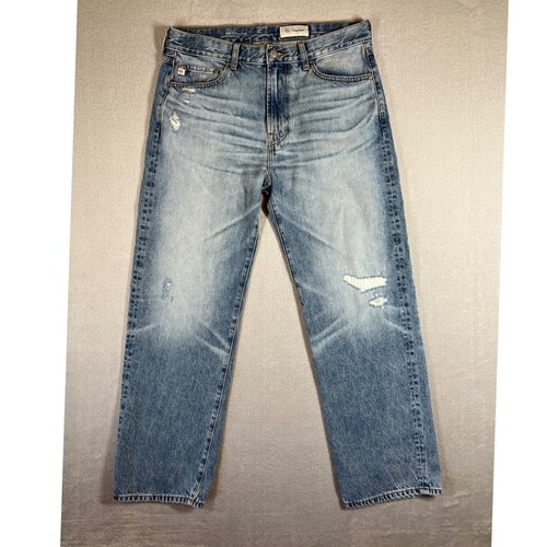 AG Adriano Goldschmied Felix Vintage Straight Jeans Light Wash Distressed 32