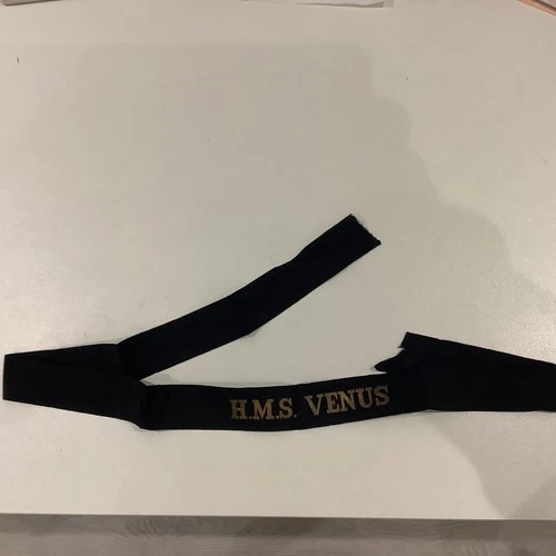 WW2 Original Royal Navy Cap Tally Ribbon - H.M.S. Venus - V Class Destroyer