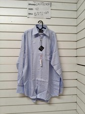 BNWT Savile Row Men's Cotton Striped Dress Shirt Size 42 Blue Business Casual