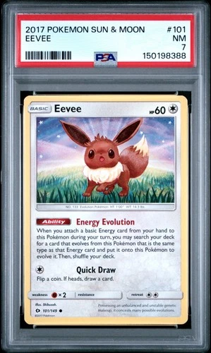 2017 POKEMON SUN & MOON #101 EEVEE PSA 7