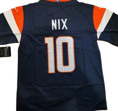youth size denver broncos 10 bo nix s-xl stitched customized nwt. blue