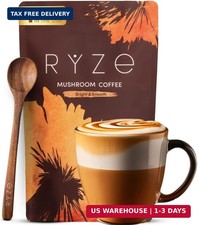 RYZE SUPERFOODS Mushroom Medium Roast Coffee USDA Organic with 6 Adaptogenic Mus