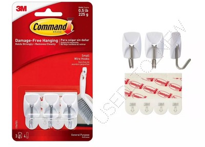 3M Command Wall Mounted Damage-Free Hanging Hooks with Strips Included