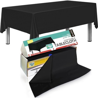 Smarty Kiddo Black Plastic Tablecloth Roll 54in X 100ft with Built in Cutter