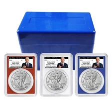 2024 $1 American Silver Eagle 3pc Set PCGS MS70 FDOI Biden 46th President Label