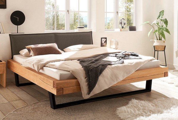 Balkenbett Bett 180X200Cm Kiefer Massiv Eichefarbig Honig Gebeizt Neu Ovp!!-image
