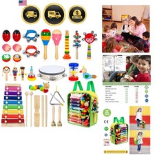 Kids Musical Instruments Set 33pcs Wooden Percussion Toys for Kids Boys Girls