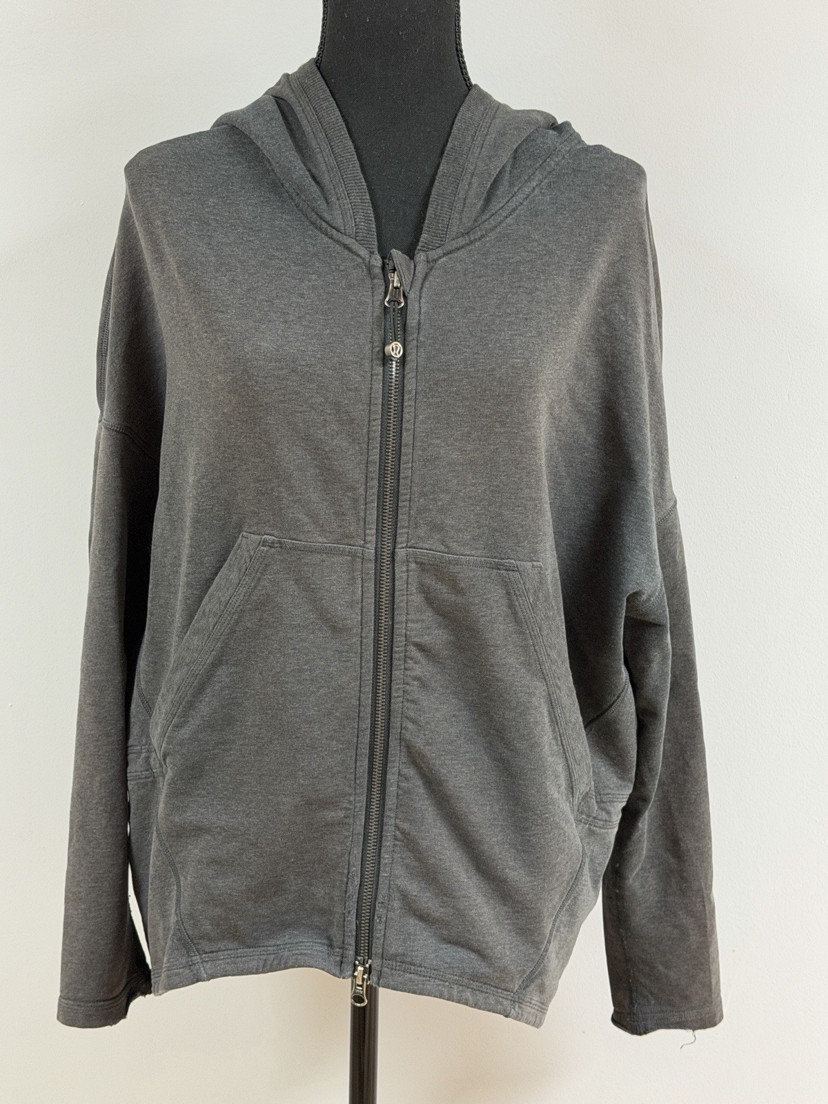 Lululemon Lulu Womens Charcoal Gray Full Zip Jacket Hoodie Athletica Size M