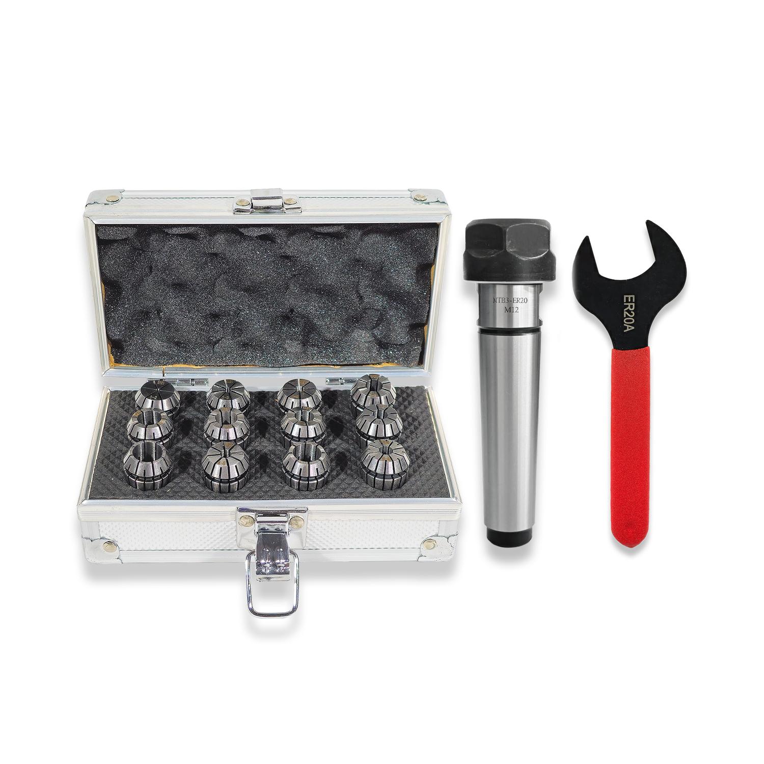 3MT ER20 COLLET CHUCK + 12PC COLLETS + SPANNER (1-13MM CAPACITY) BY RDGTOOLS