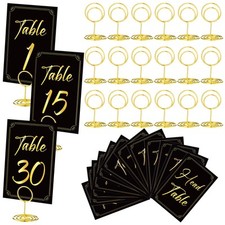 31 Sets Table Number Cards 1-30 with Round Black Holder Stands for Wedding