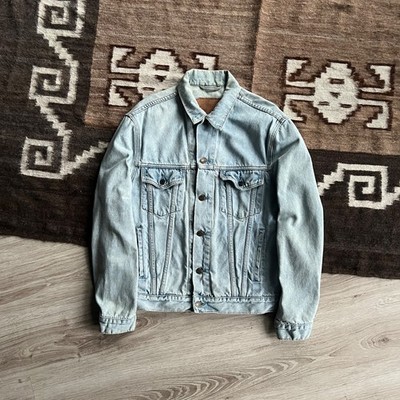 Levi s Vintage Herren Denim Trucker Jacke Light Wash Vintage Distressed Größe L