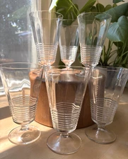 Vintage Anchor Hocking Clear Optic Footed Iced Tea Glass – Set of 6