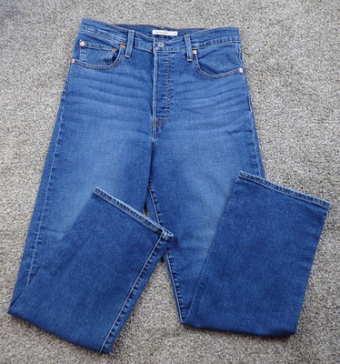Levi's Women's 31 Ribcage Straight Button Fly Jeans Hi Rise Blue Denim