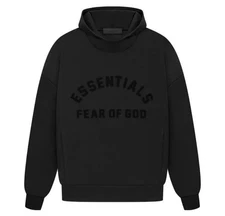Fear Of God Essentials RARE jet Black Hoodie *FAST SHIPPING!*