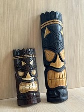 Hawaii Hand Made Carved Wooden 20" Tiki Painted Mask Wall Decor Hanging Man Cave