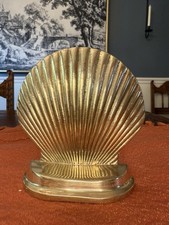 Vintage Solid Brass Scallop Shell Bookend Coa...
