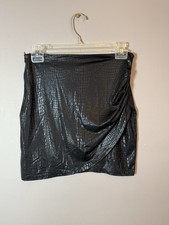 Shein Mini Skirt Faux leather print thin lightweight Black Womens Small
